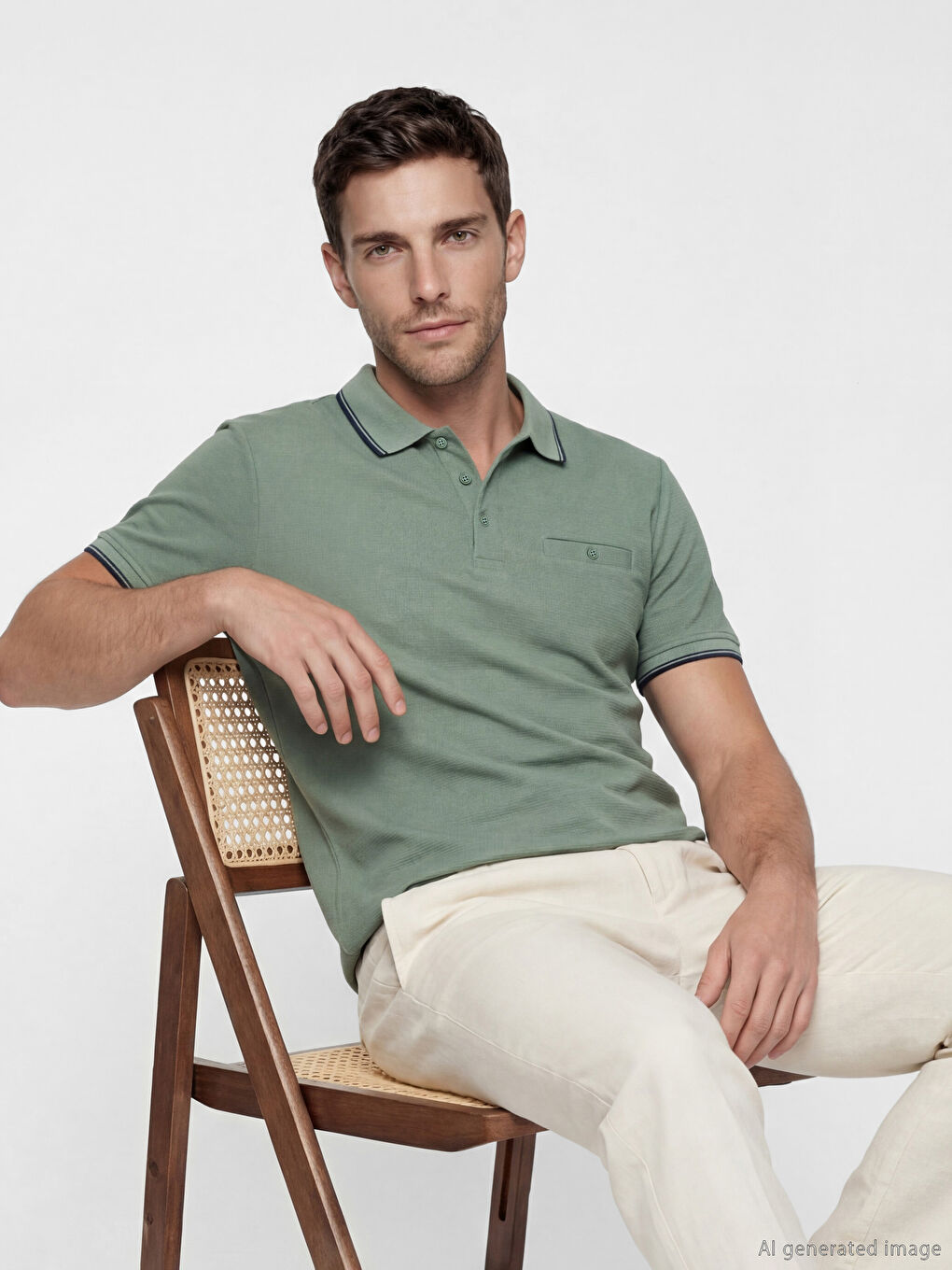 T-shirt texturé à col polo pour homme