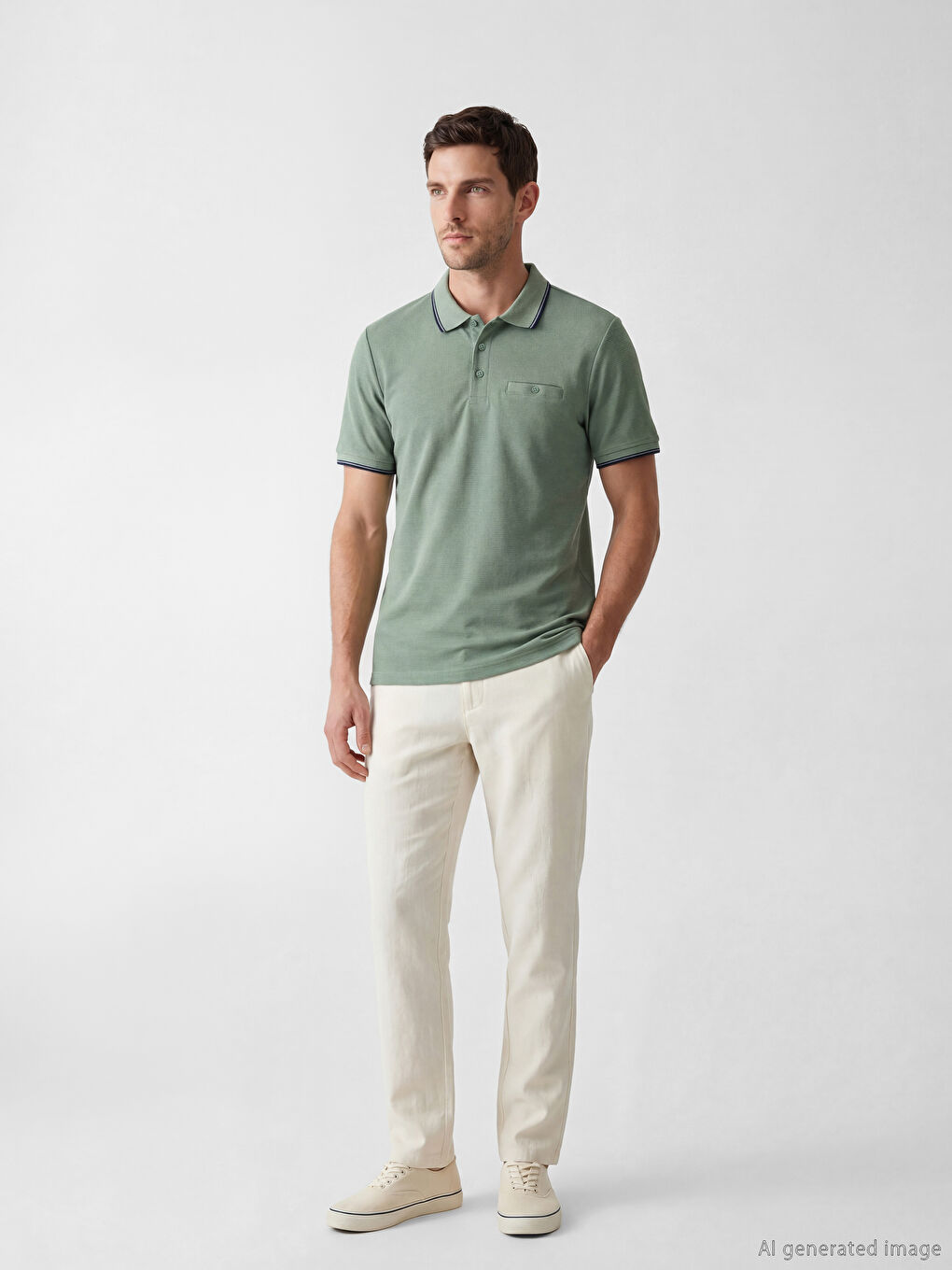 T-shirt texturé à col polo pour homme-1