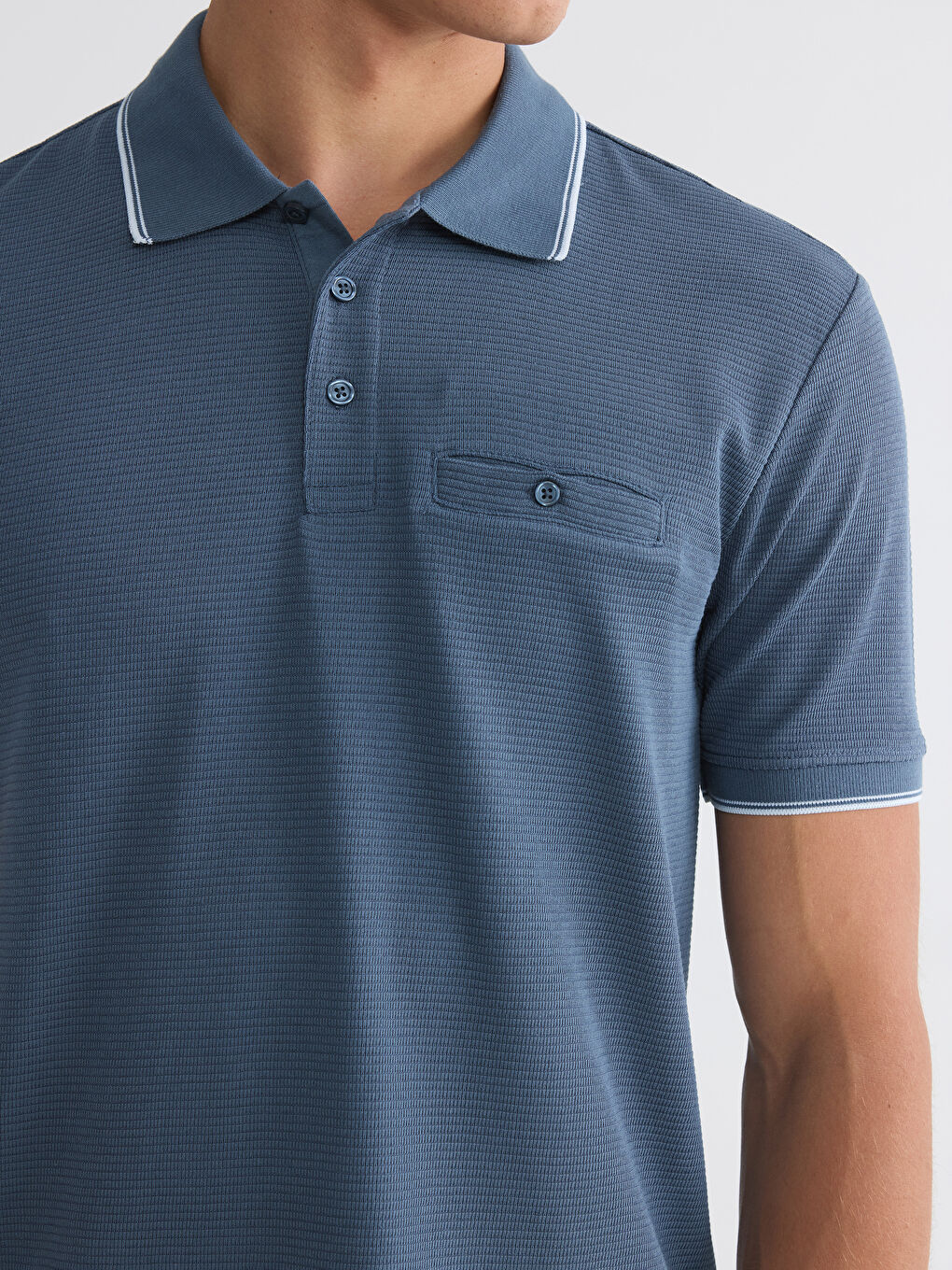 Polo Collar Structured Men's T-Shirt-2