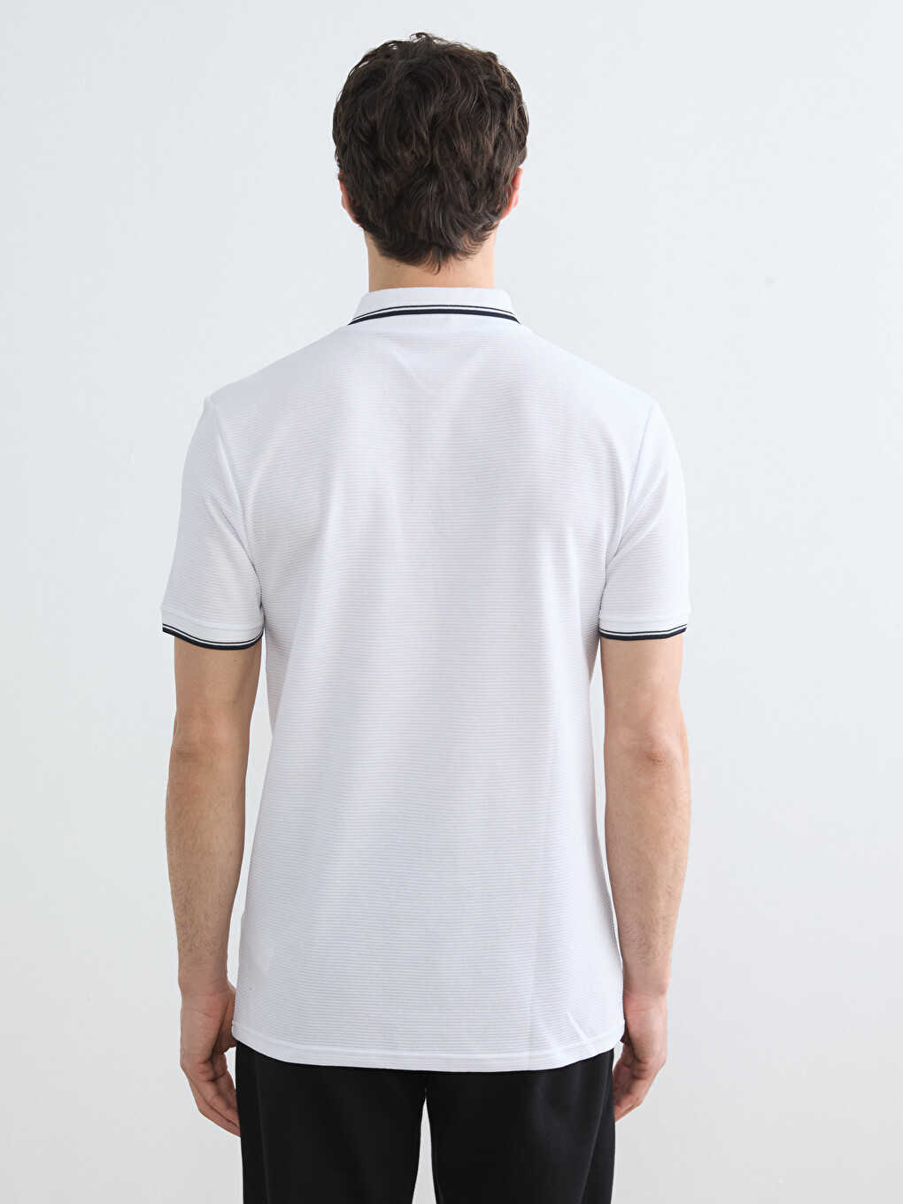 Polo Collar Men's Textured T-shirt-3
