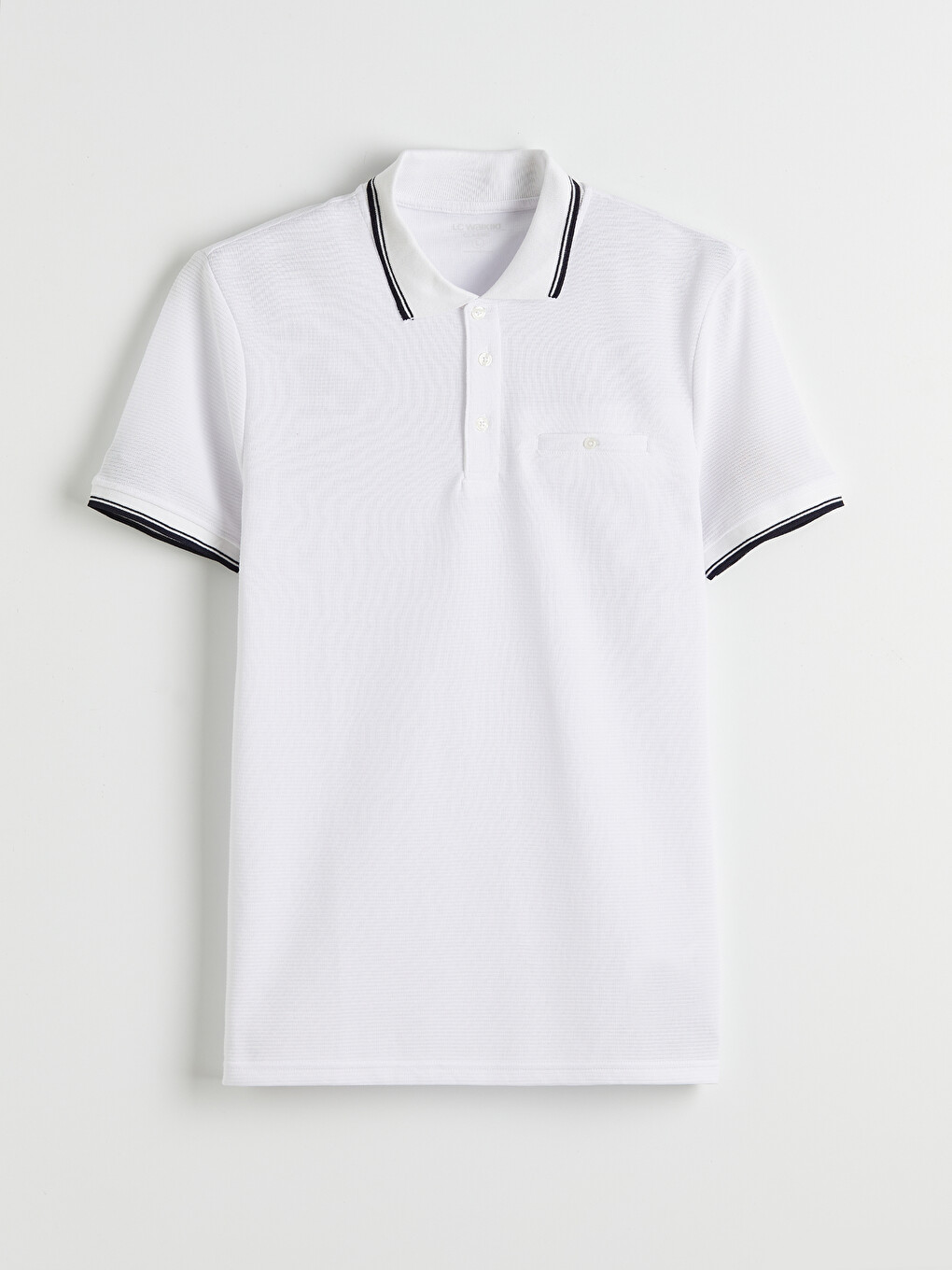 Polo Collar Men's Textured T-shirt-4