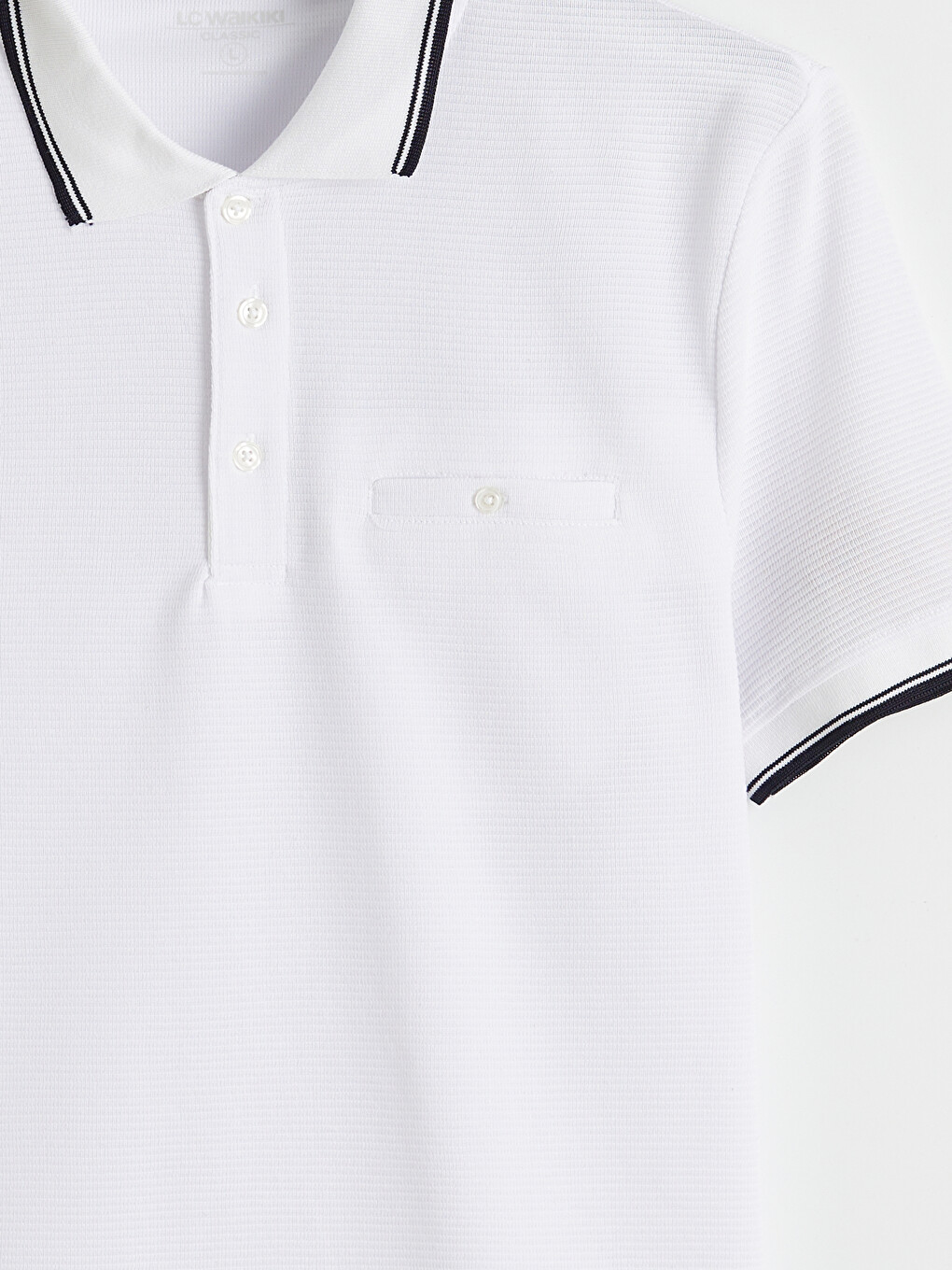 Polo Collar Men's Textured T-shirt-5