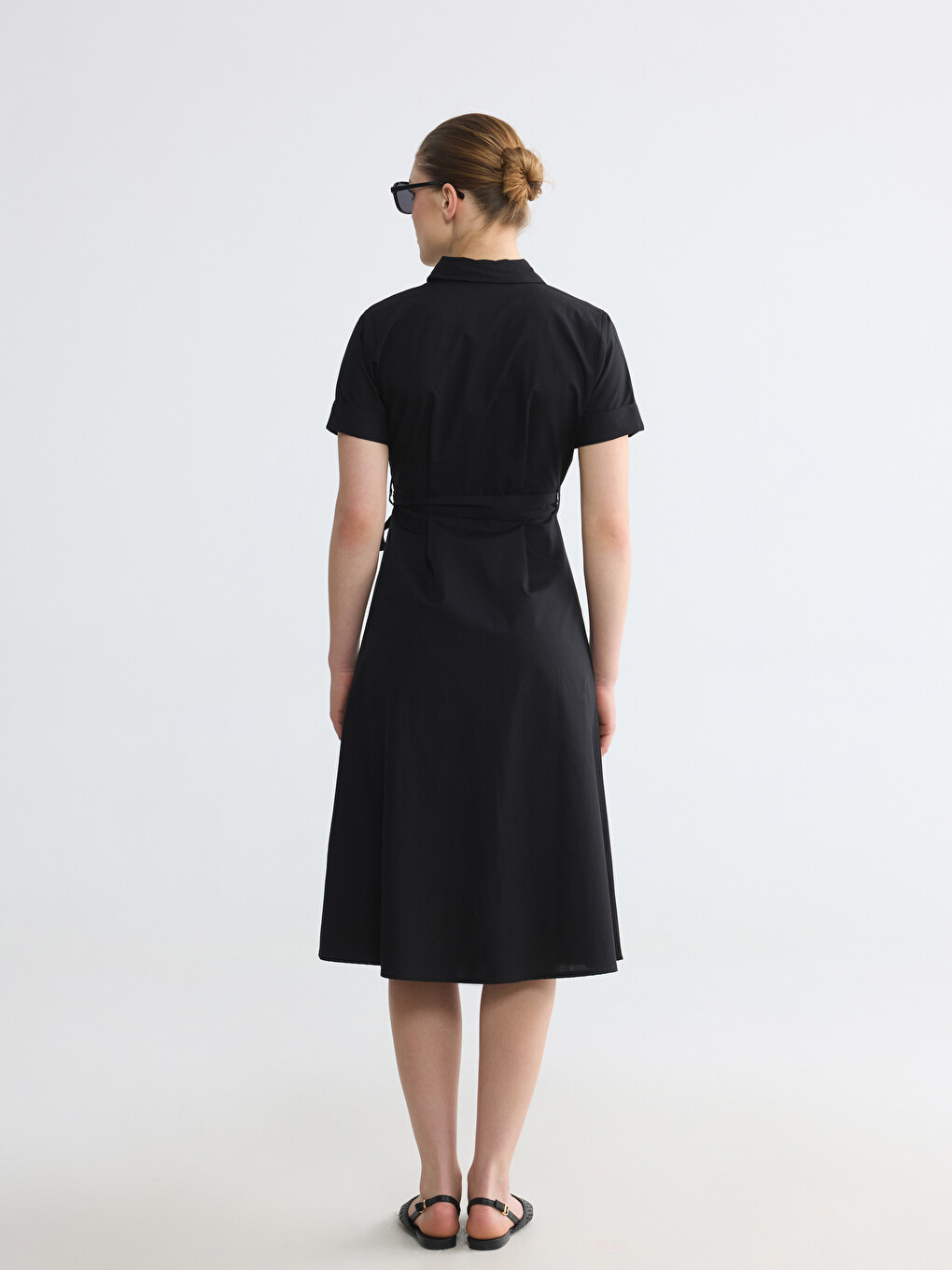 Rochie cămașă din poplin cu curea-3