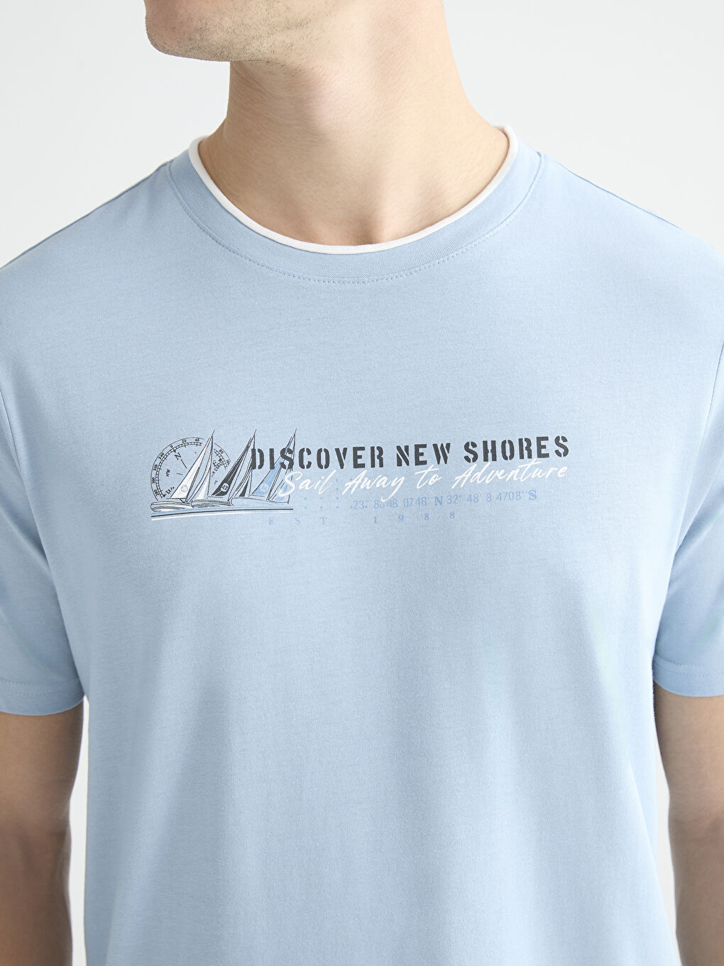 Rundhalsausschnitt Bedrucktes Jersey Herren T-Shirt-2