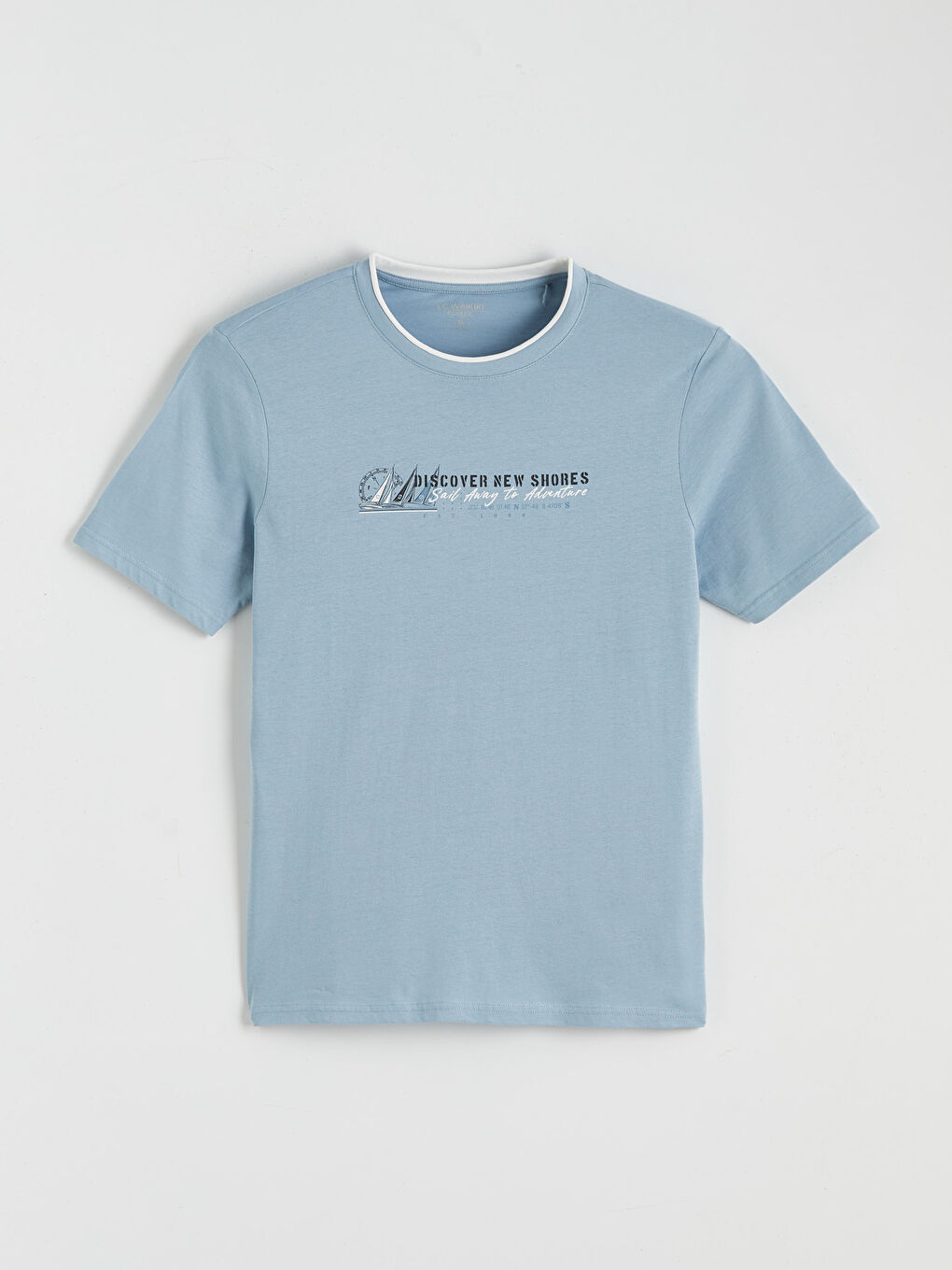 Rundhalsausschnitt Bedrucktes Jersey Herren T-Shirt-4