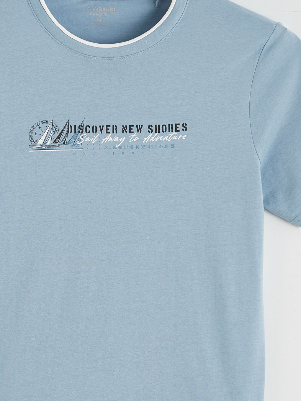 Rundhalsausschnitt Bedrucktes Jersey Herren T-Shirt-5