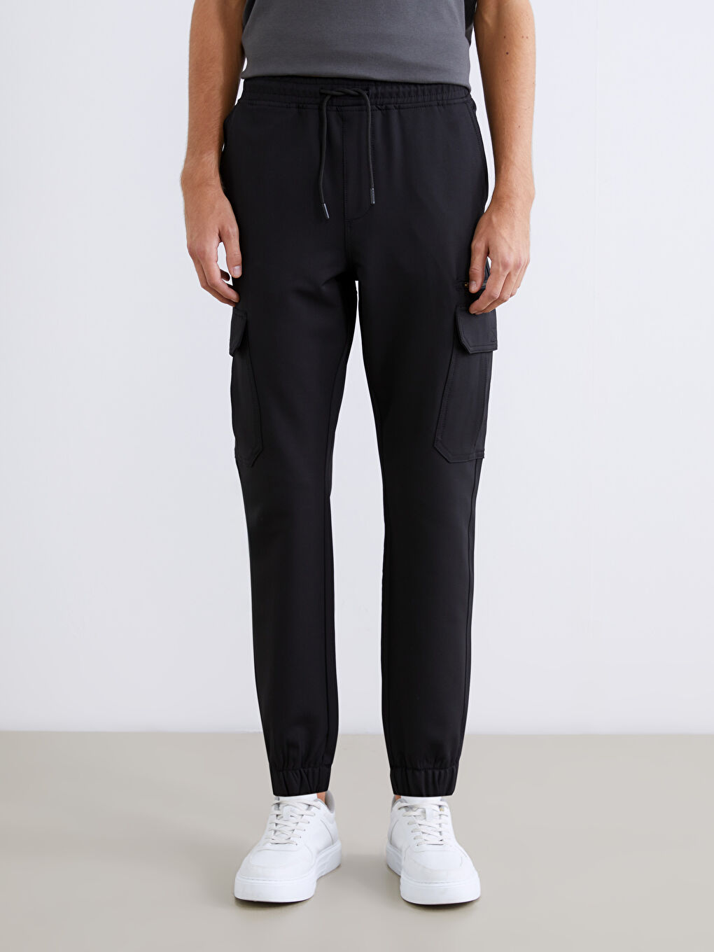 Мъж Черно Панталони Cargo-1