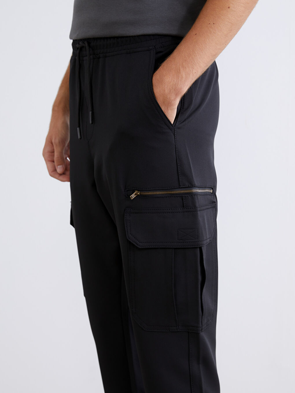 Мъж Черно Панталони Cargo-2
