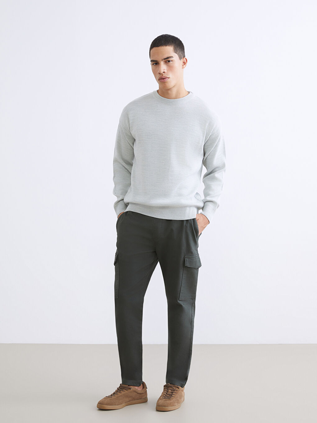 Yeşil Slim Fit Erkek Kargo Pantolon