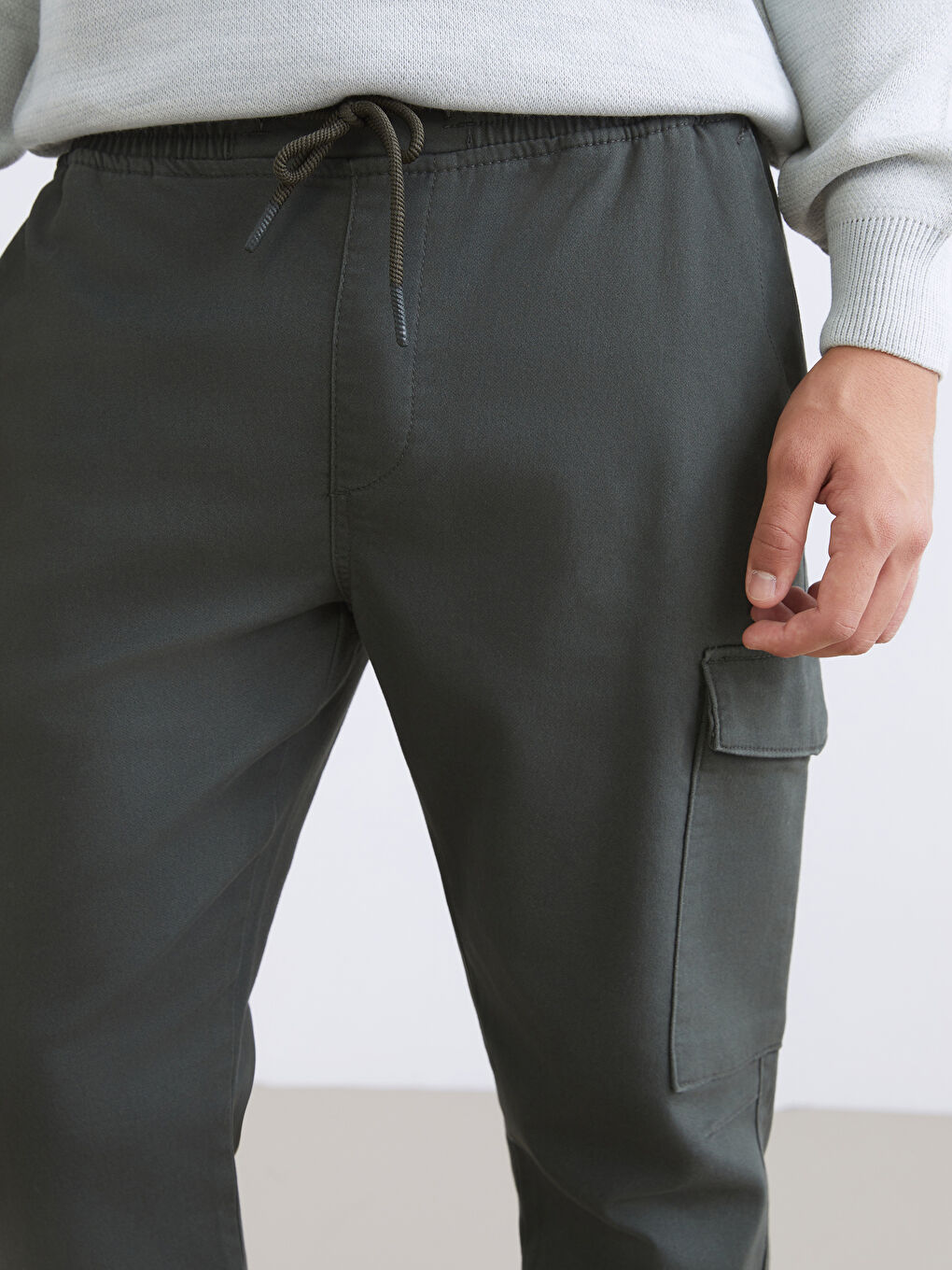 Yeşil Slim Fit Erkek Kargo Pantolon-2