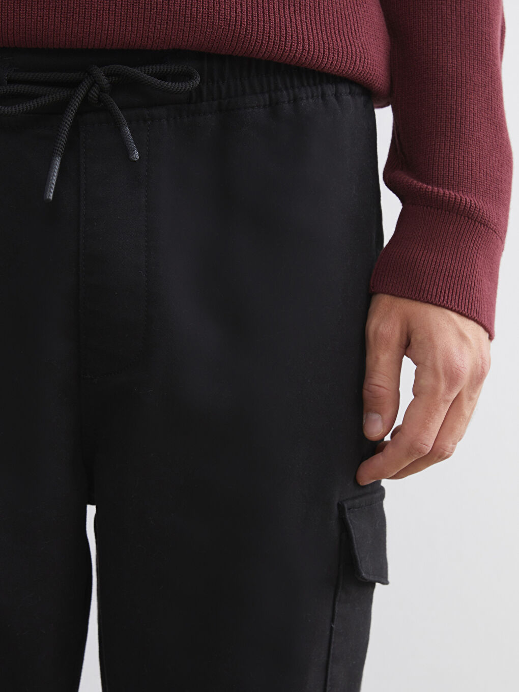 Siyah Slim Fit Erkek Kargo Pantolon-2