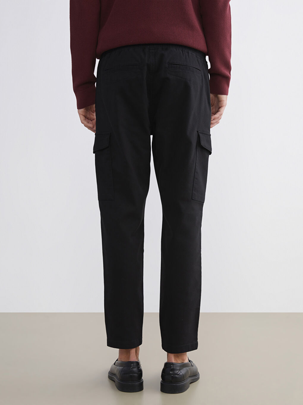 Siyah Slim Fit Erkek Kargo Pantolon-3