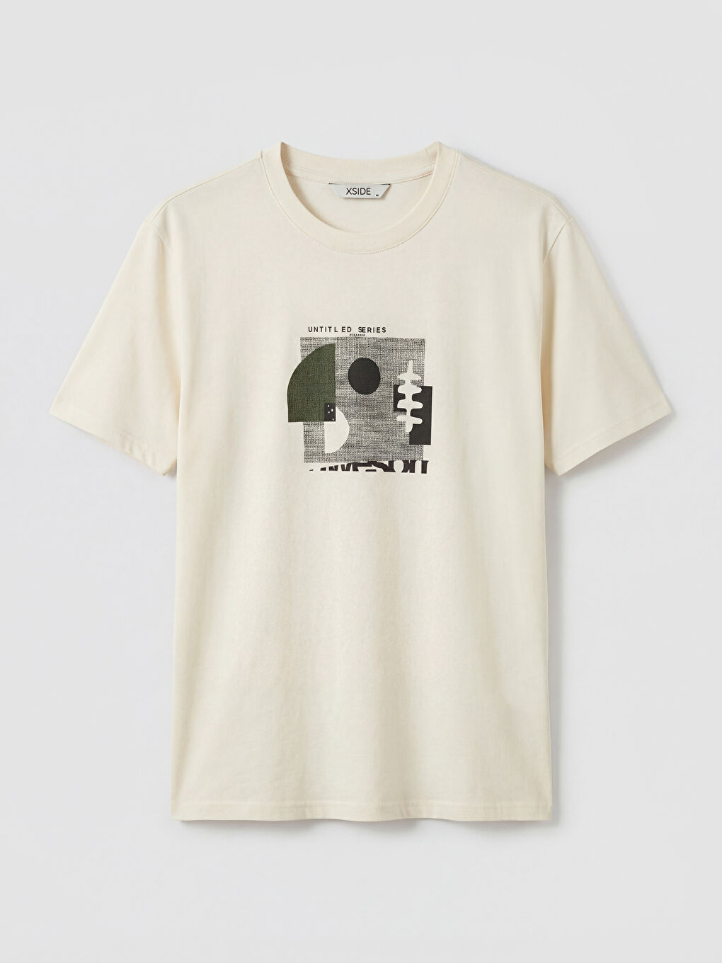 дөңгелек жағалы принтті ерлер футболкасы