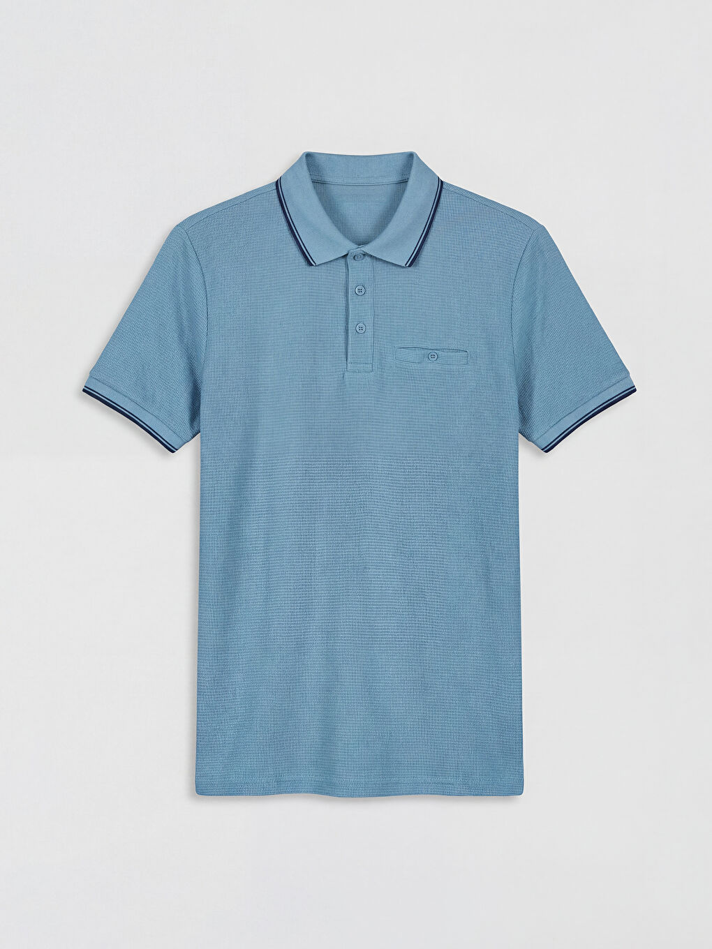 Mavi Polo Yaka Erkek Penye  Tişört