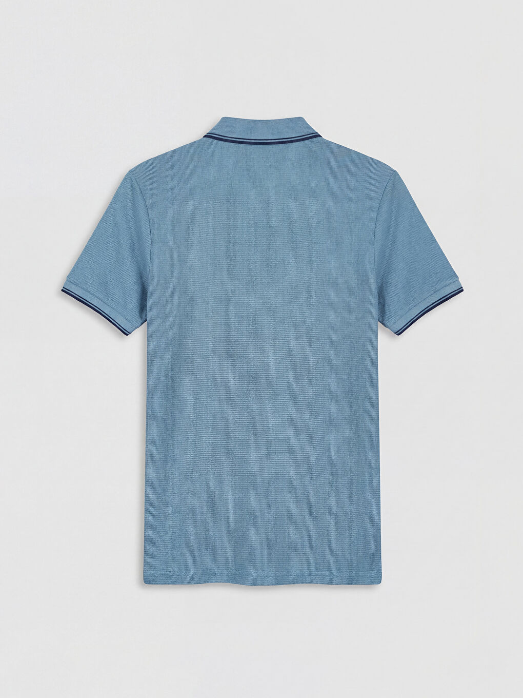 Mavi Polo Yaka Erkek Penye  Tişört-1