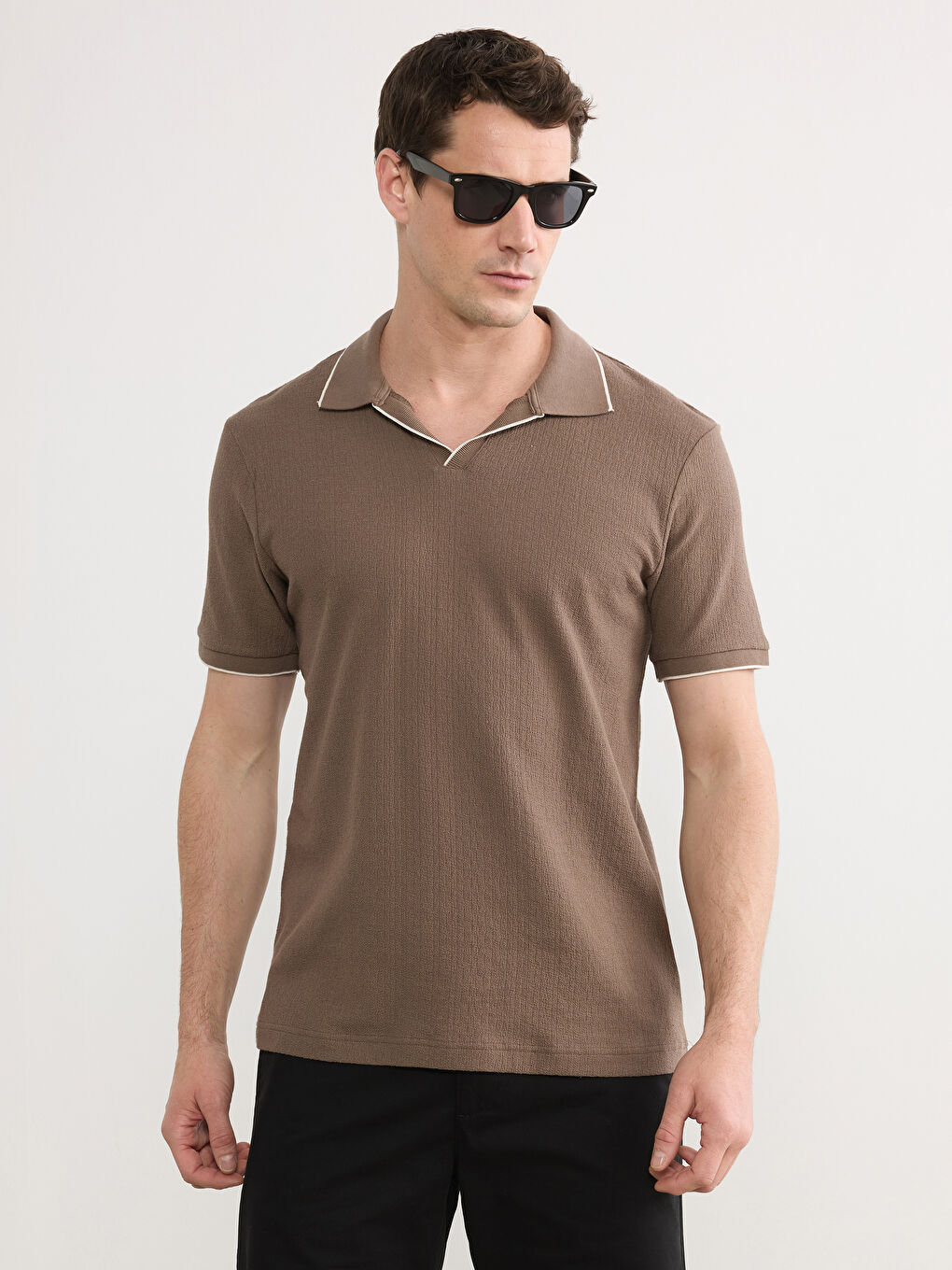 Kahverengi Polo Yaka Erkek Tişört