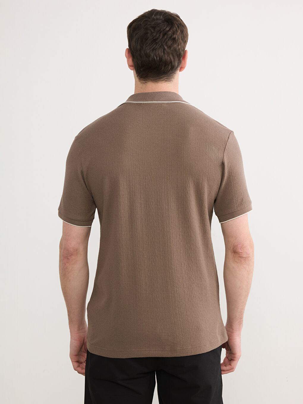 Kahverengi Polo Yaka Erkek Tişört-3