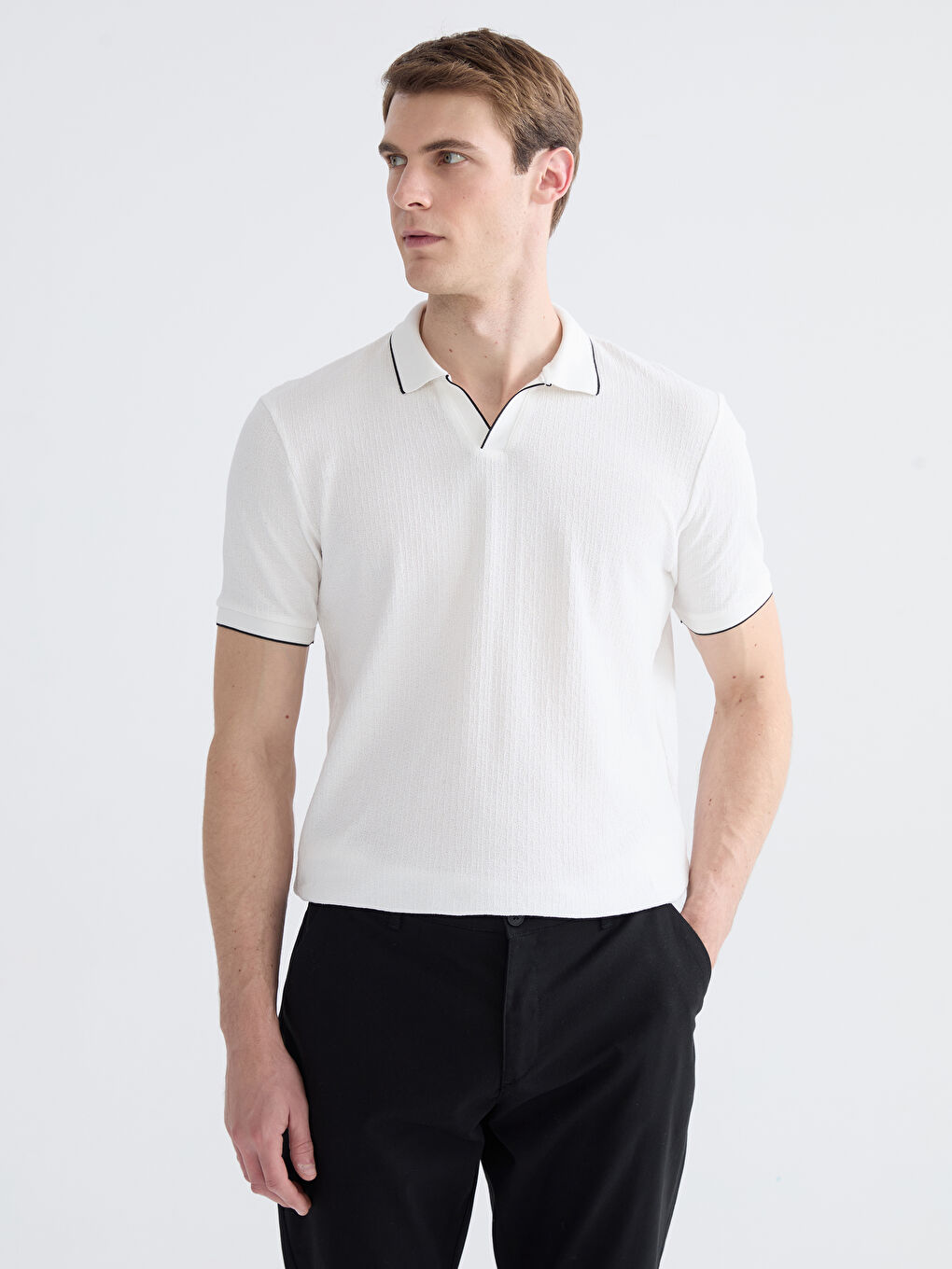 Ekru Polo Yaka Erkek Tişört
