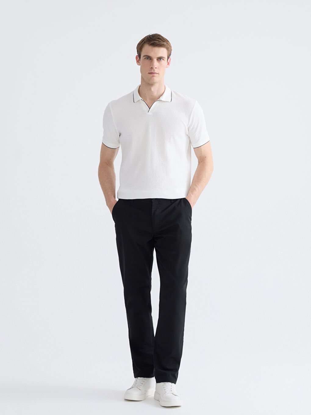 Ekru Polo Yaka Erkek Tişört-1