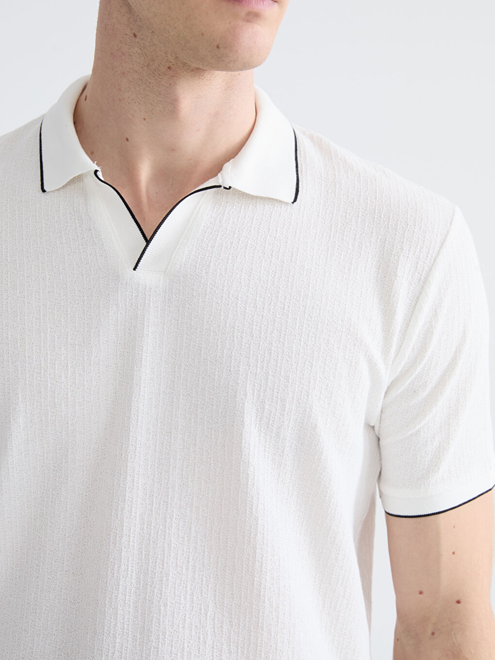 Ekru Polo Yaka Erkek Tişört-2