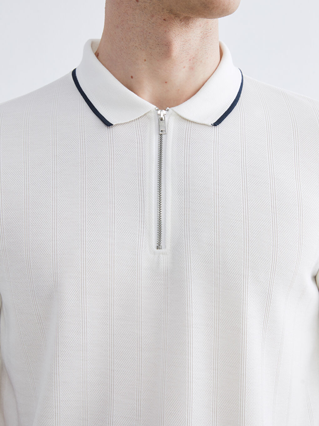 Beyaz Polo Yaka Erkek Tişört-2