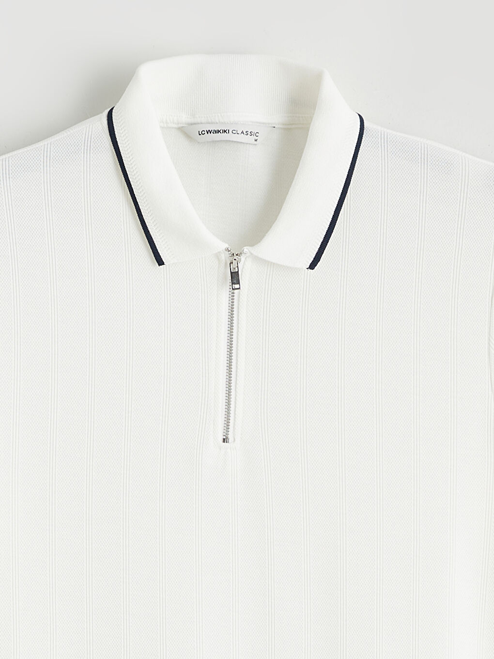 Beyaz Polo Yaka Erkek Tişört-5