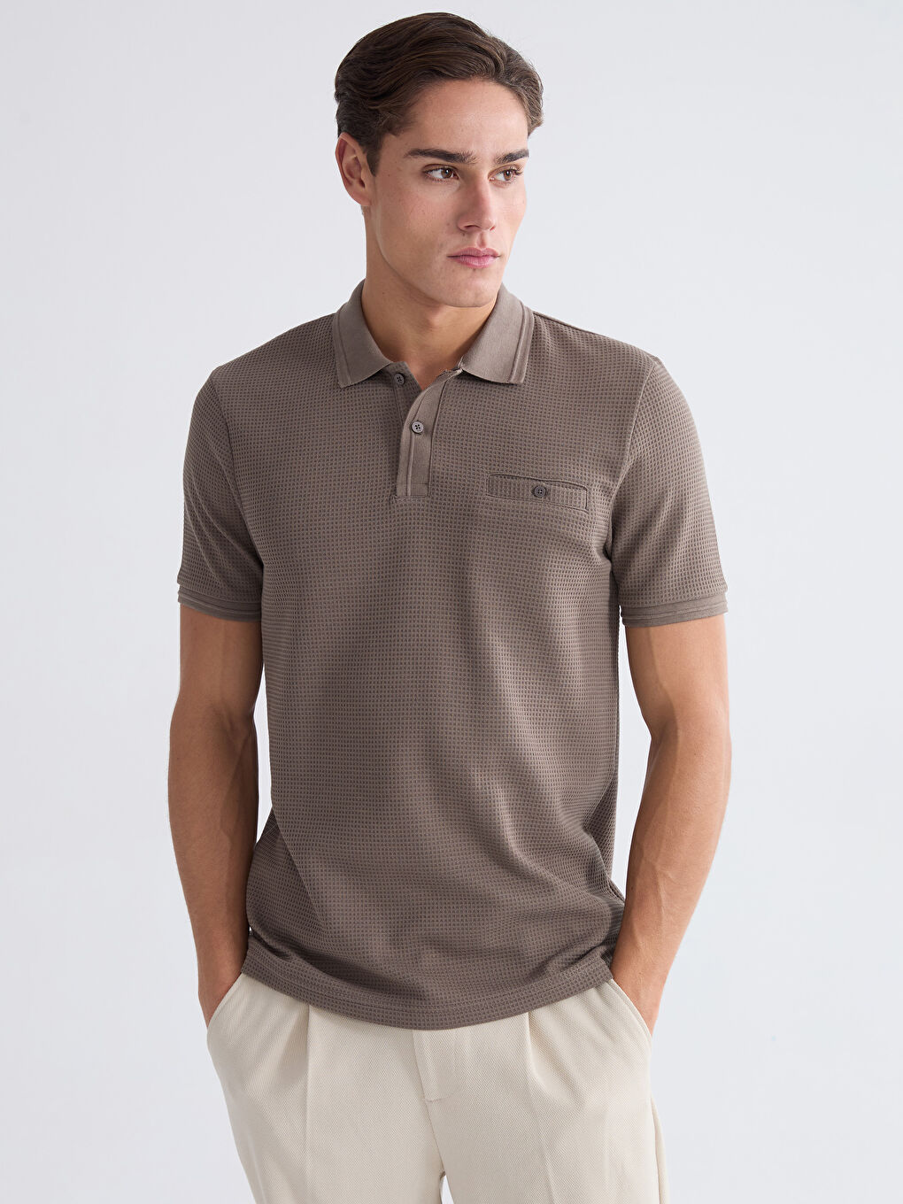 Kahverengi Polo Yaka Erkek Tişört
