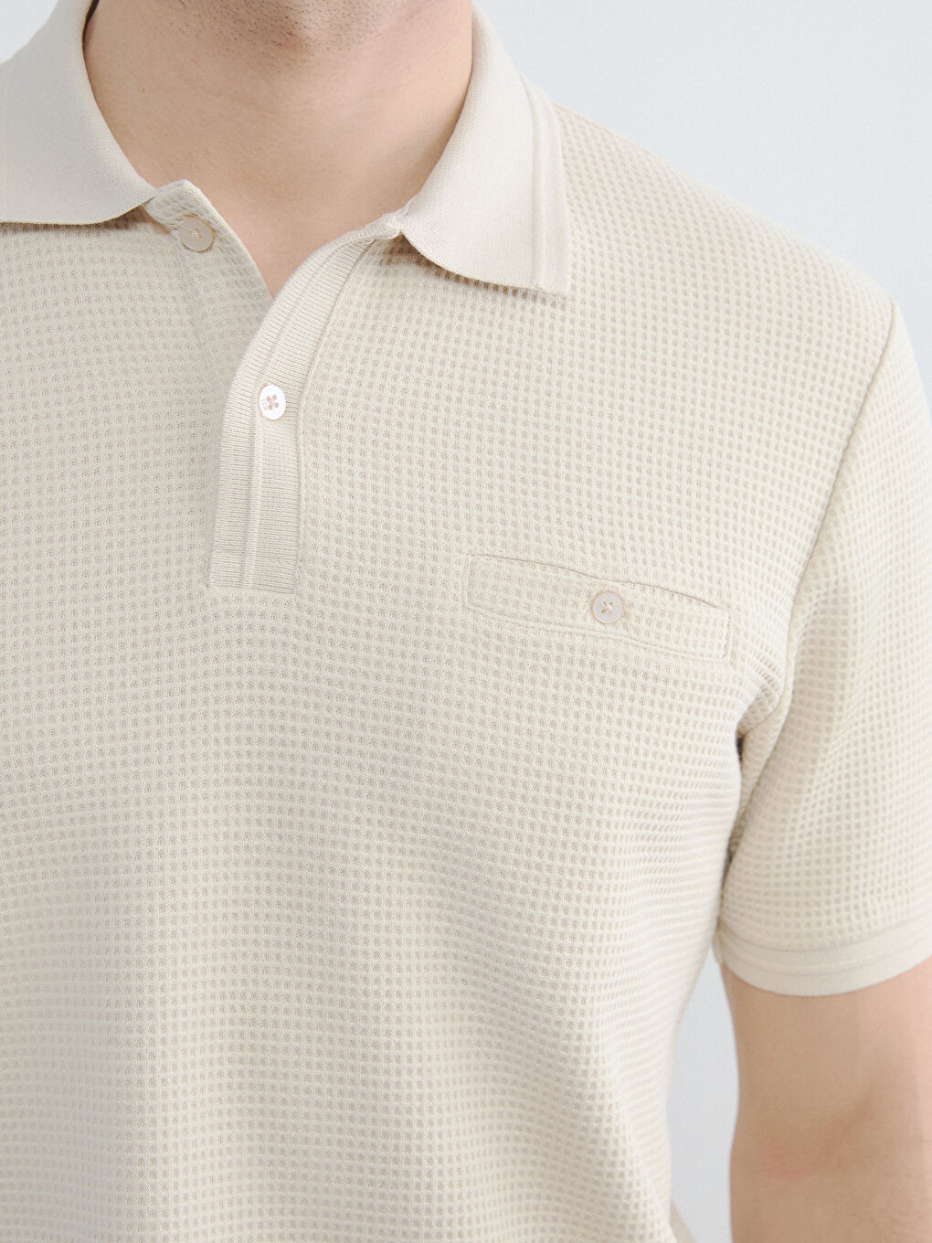 Bej Polo Yaka Erkek Tişört-2