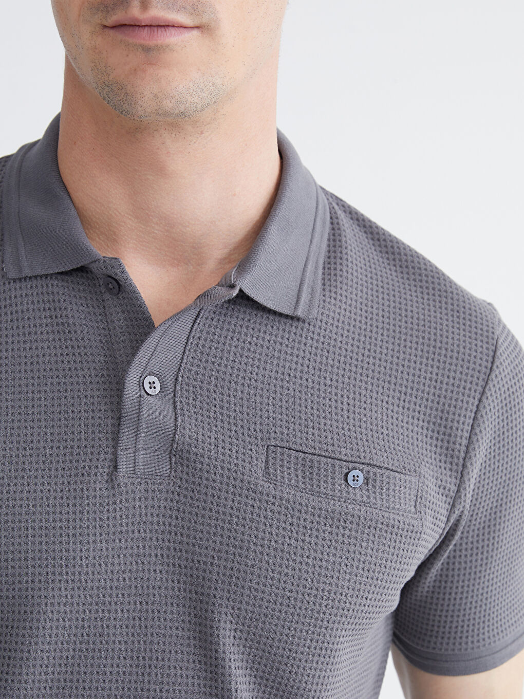 Gri Polo Yaka Erkek Tişört-2
