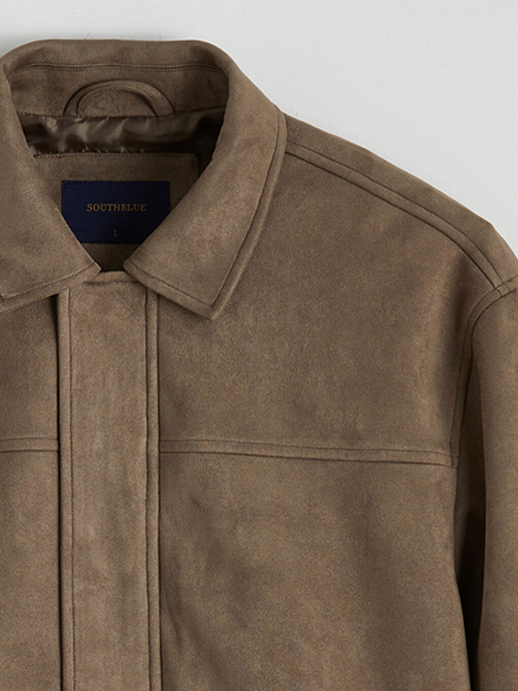 Bej Standart Kalıp Gömlek Yaka Süet Erkek Mont-6