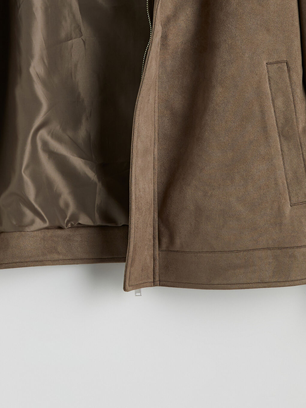 Bej Standart Kalıp Gömlek Yaka Süet Erkek Mont-7