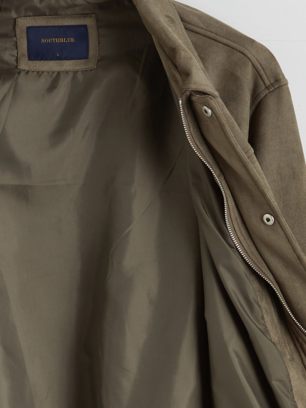 Haki Standart Kalıp Gömlek Yaka Süet Erkek Mont-6