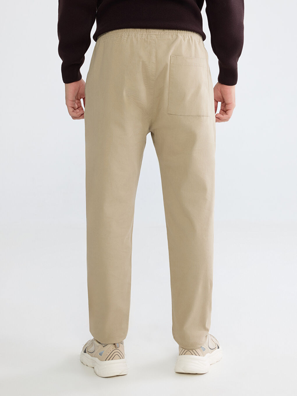 Bej Standart Kalıp Erkek Gabardin Jogger Pantolon-3