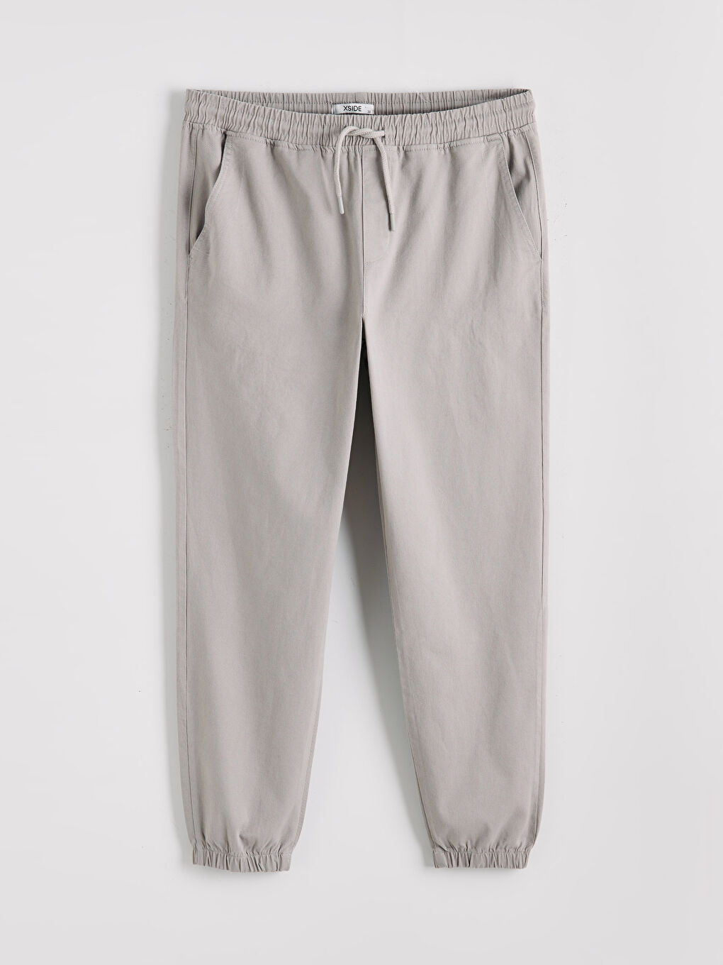 Gri Standart Kalıp Erkek Gabardin Jogger Pantolon-4