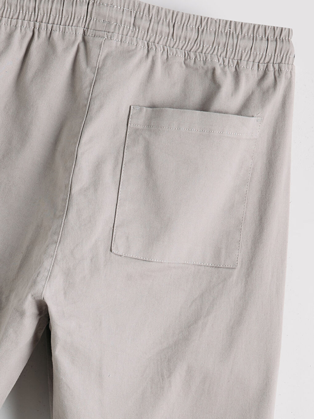 Gri Standart Kalıp Erkek Gabardin Jogger Pantolon-5