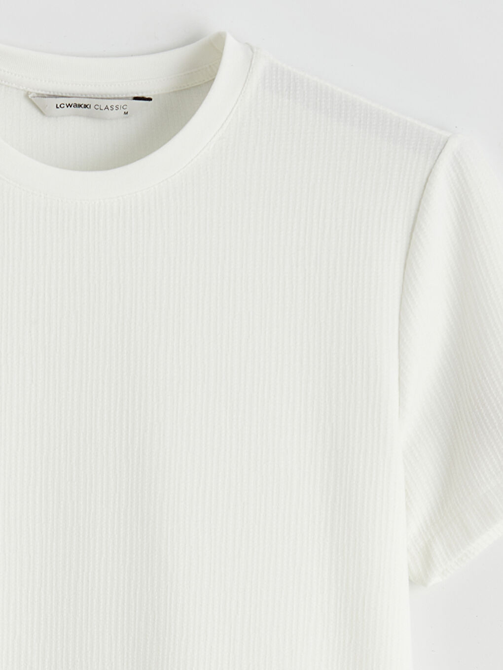 Ekru Bisiklet Yaka Erkek Tişört-5