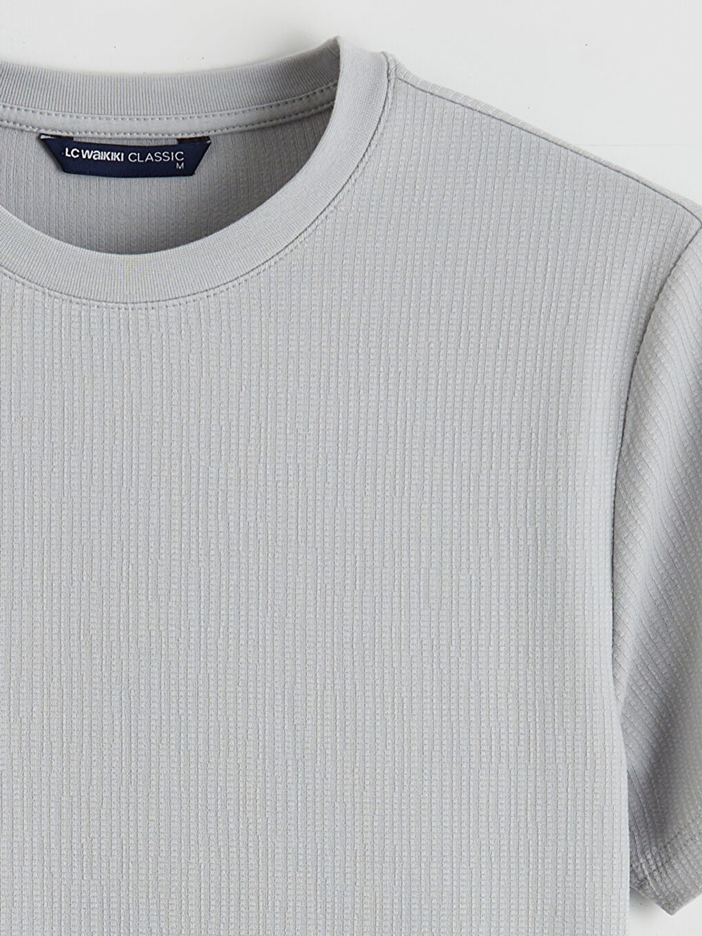 Gri Bisiklet Yaka Erkek Tişört-1