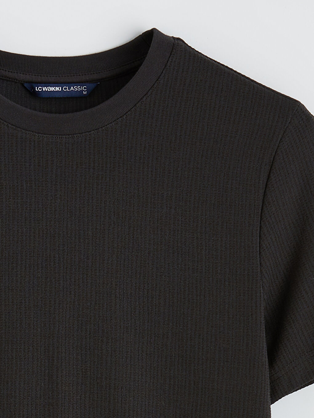 Antrasit Bisiklet Yaka Erkek Tişört-5