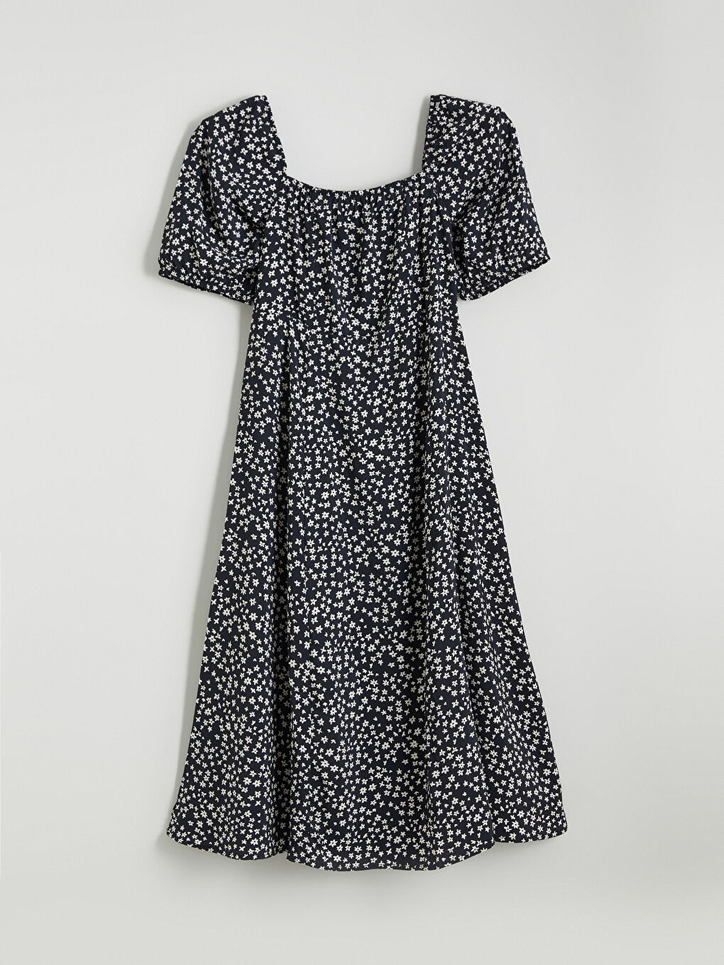 Шаршы жағалы гүлді қимасы бар көйлек-5