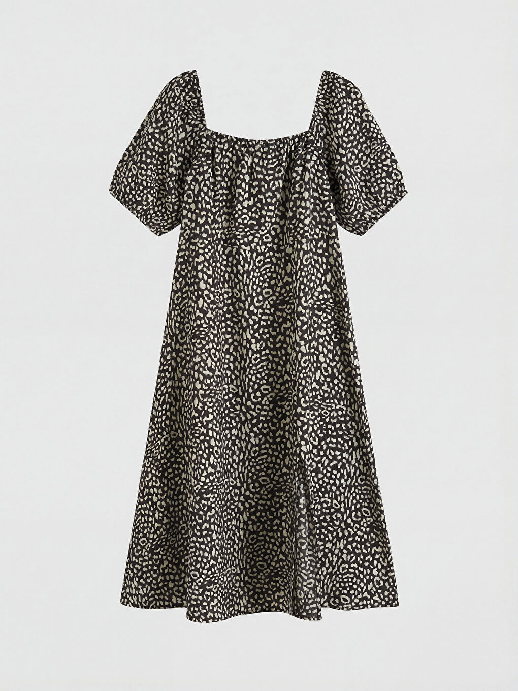 Square Neck Floral Slit Dress-3