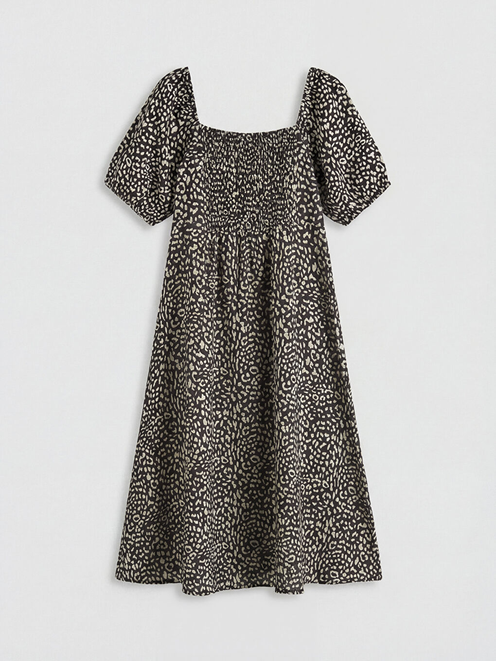 Square Neck Floral Slit Dress-4