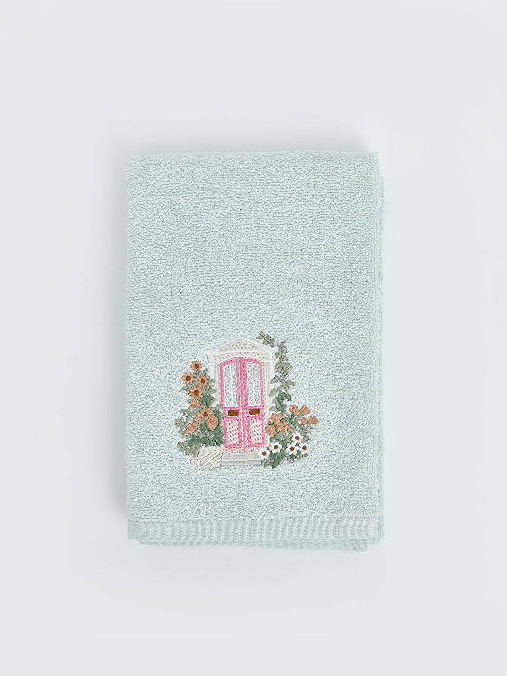 Serviette de toilette brodée à motif floral 50x80 cm