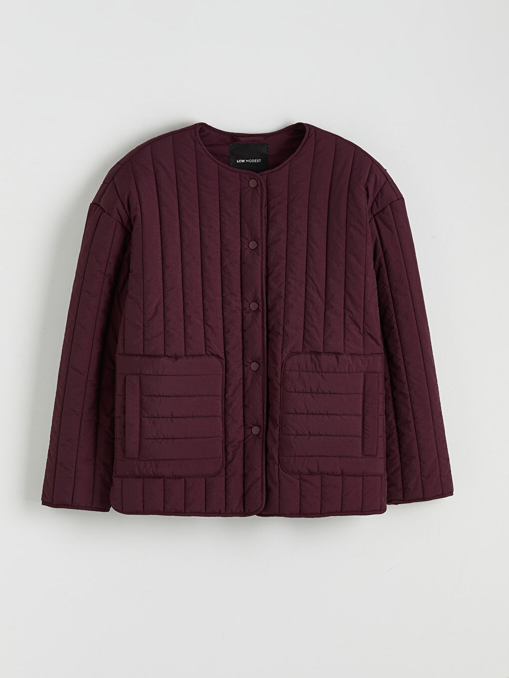 Bordo Bisiklet Yaka Oversize Kadın Mont-5