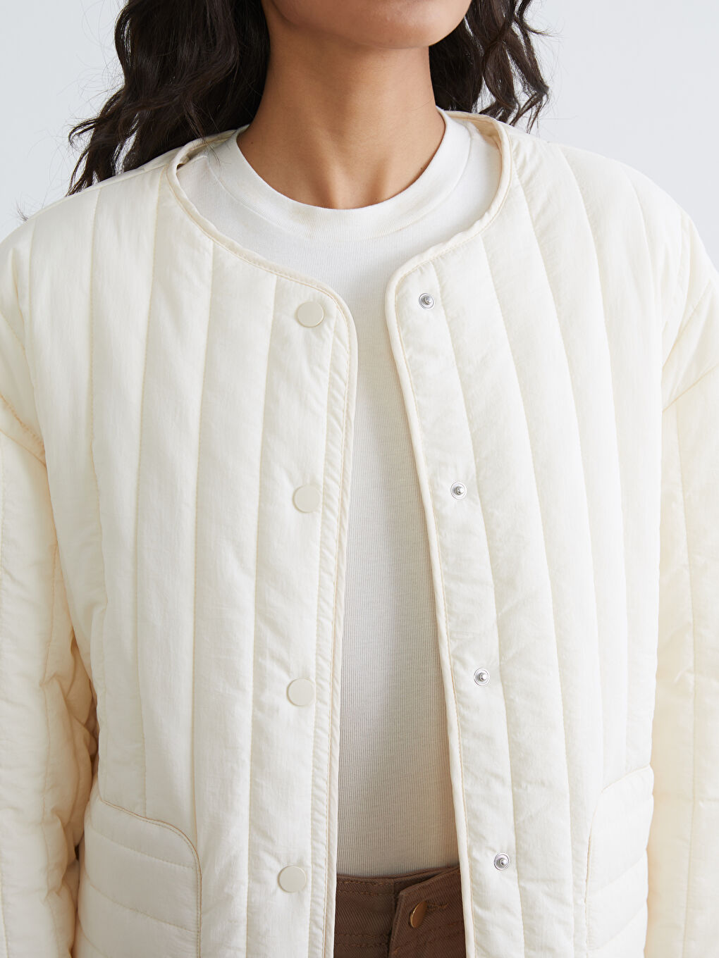 Sarı Bisiklet Yaka Oversize Kadın Mont-2