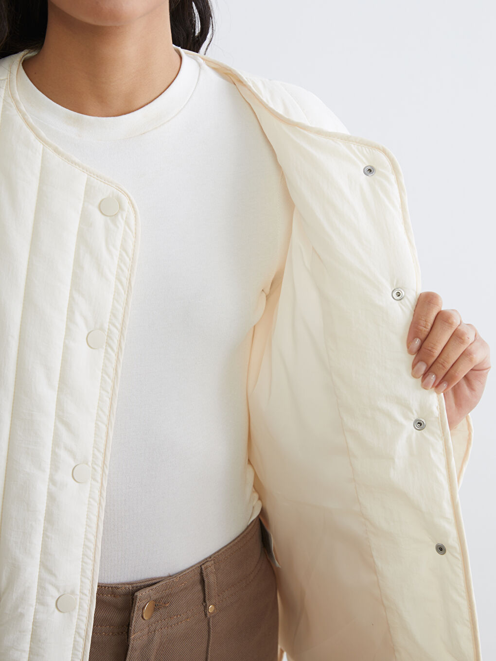 Sarı Bisiklet Yaka Oversize Kadın Mont-3