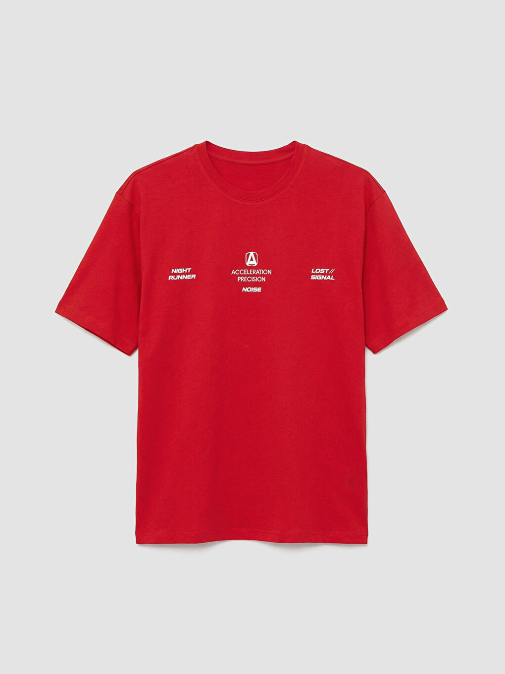 Kırmızı Bisiklet Yaka Baskılı Erkek Tişört-4