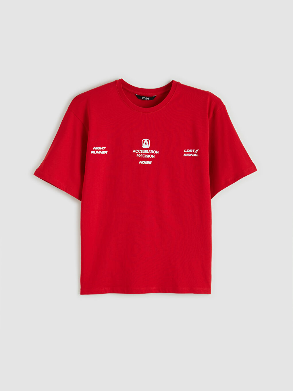 Kırmızı Bisiklet Yaka Baskılı Erkek Tişört-6