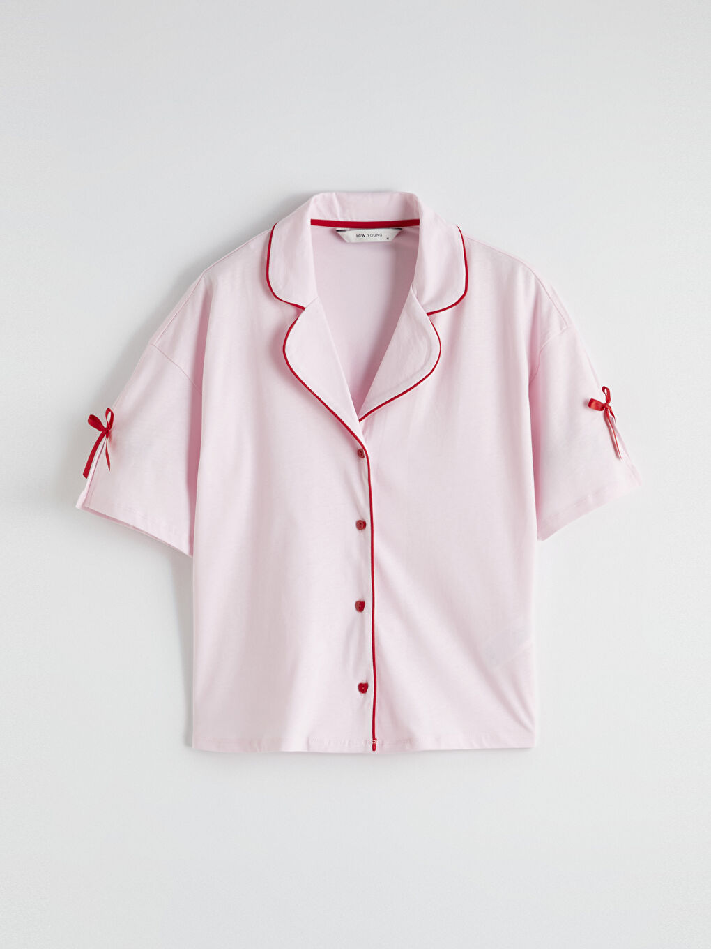 Pembe Gömlek Yaka Kadın Pijama Takım-1