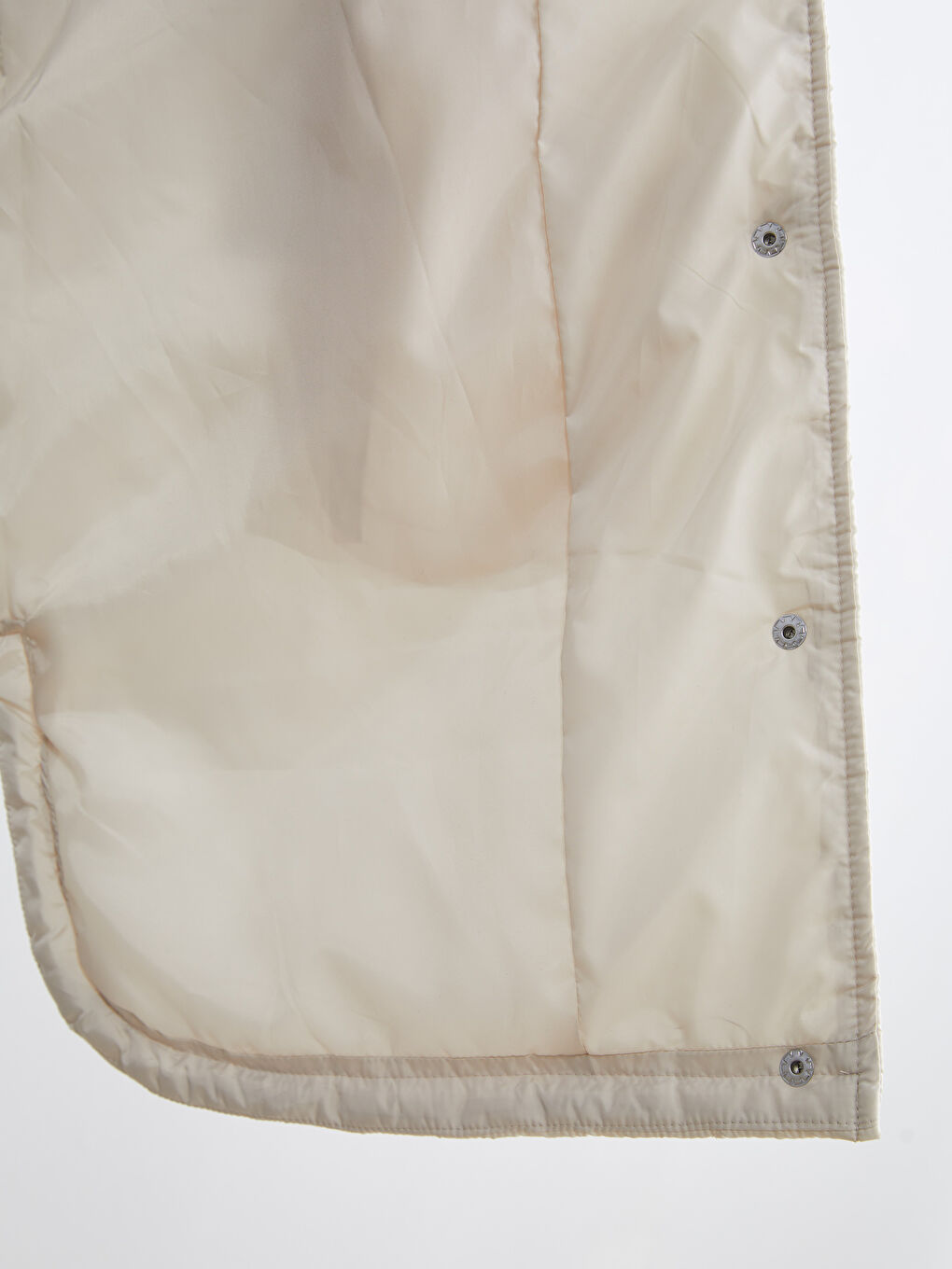 Ekru Dik Yaka Kapitone Kadın Şişme Yelek-3