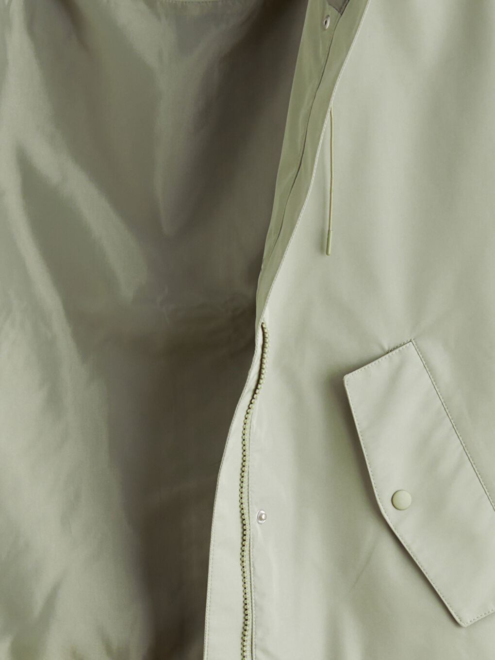 Haki Kapüşonlu Oversize Kadın Yağmurluk-5